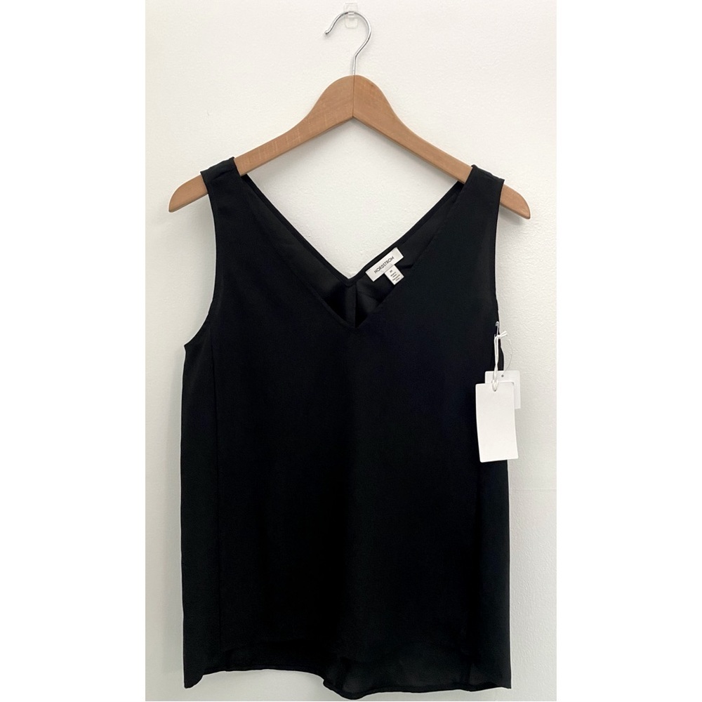 NWT Nordstrom Black V-Neck Tank Top Women's XS Business Casual